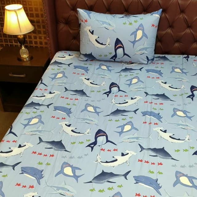 Whales Bedsheet Blue Base NBJ