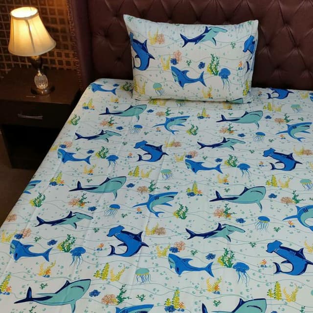 Whales Bedsheet White Base NBJ