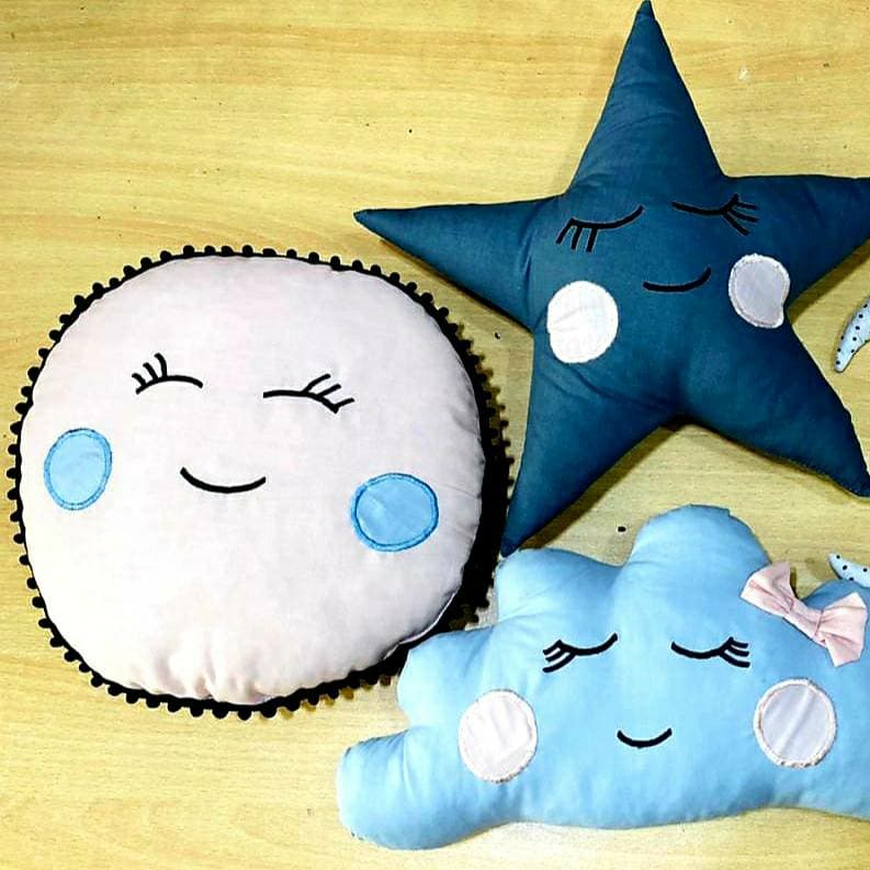 Pack Of 3 Cloud moon Star Cushions