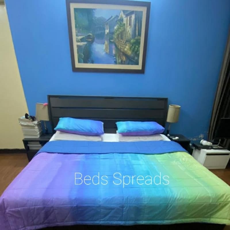 Pottery Barn organic cotton rainbow print purple