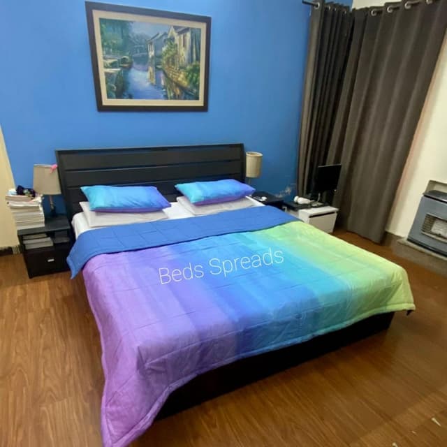 Pottery Barn Rainbow print Purple duvet cover set