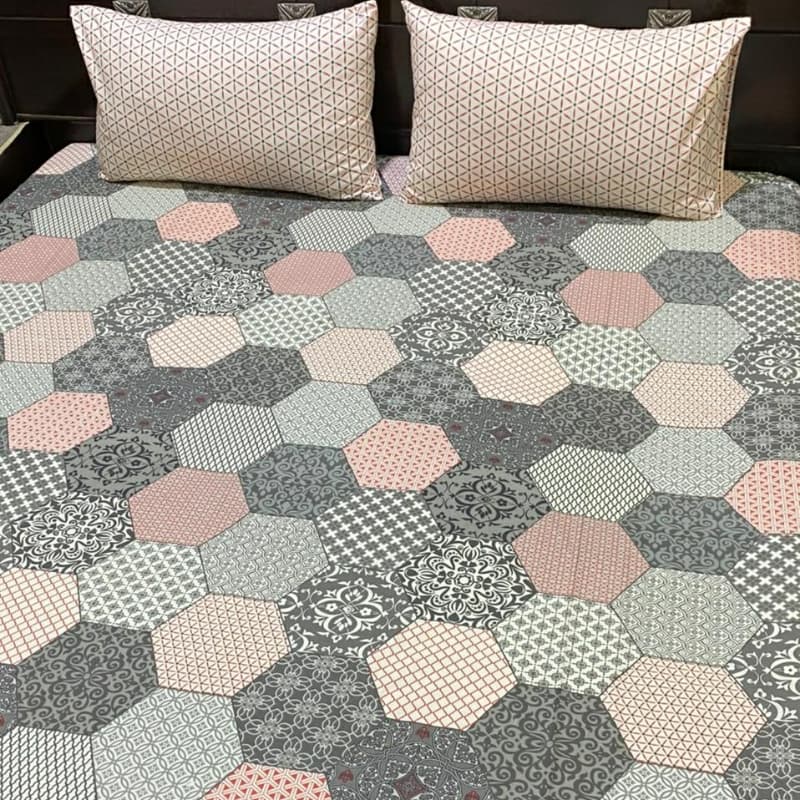 Pink n grey hexagon sheet
