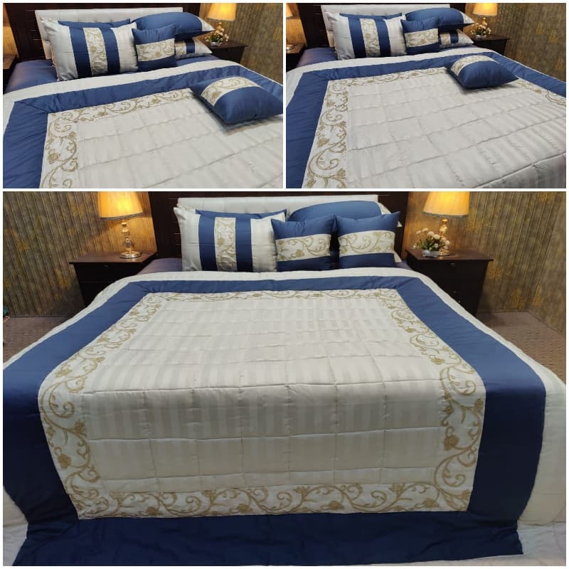 Embroidered Zinc n white bridal set