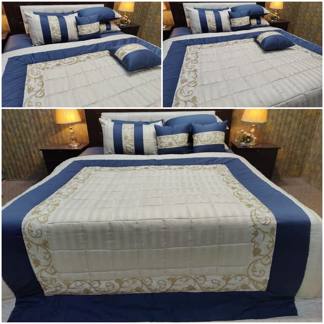 Embroidered Zinc n white bridal set