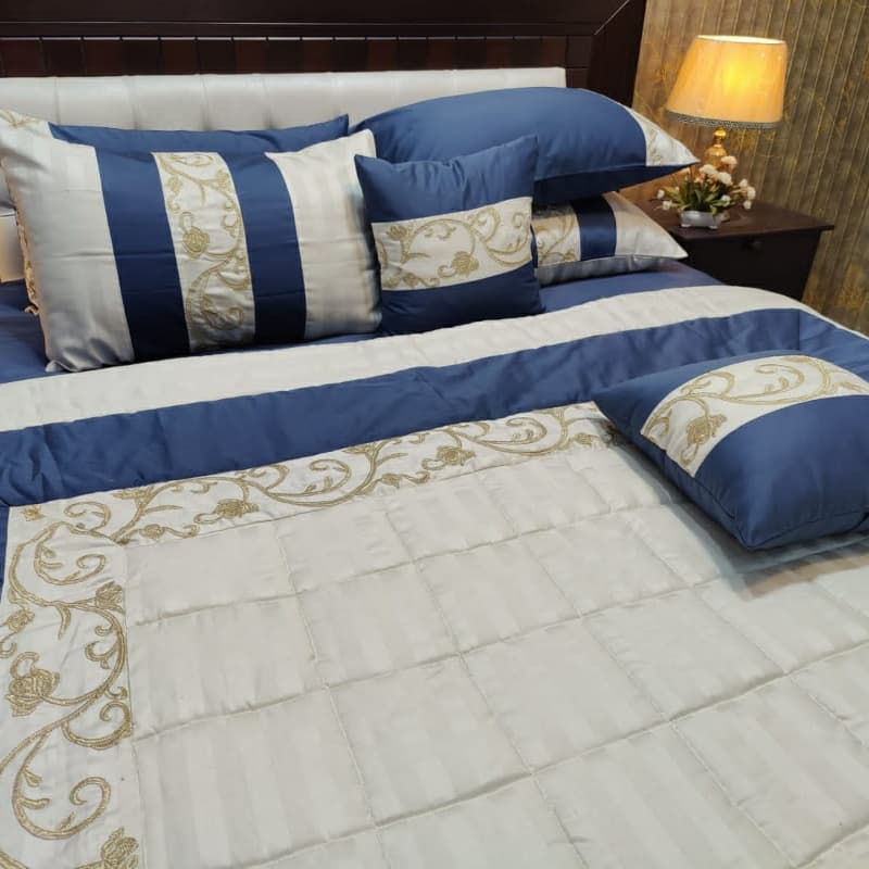 Embroidered Zinc n white bridal set