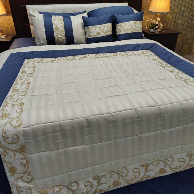 Embroidered Zinc n white bridal set