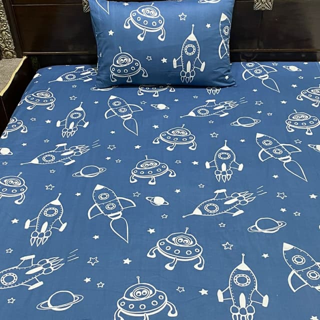 Space glow in the dark single bedsheet
