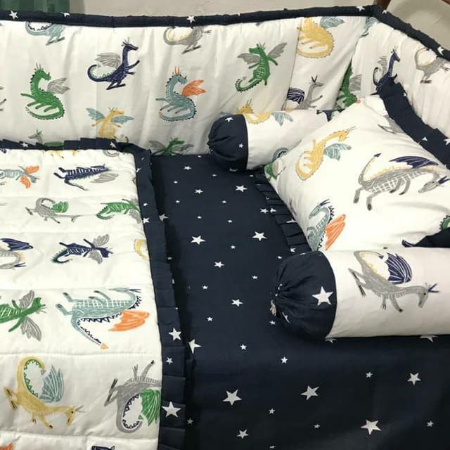 Cot Set Navy Dragons
