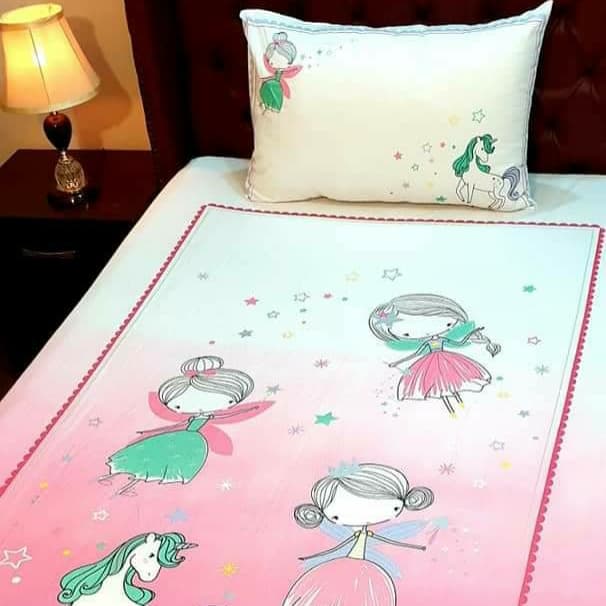 Unicorn and Fairy Panel design Bedsheet