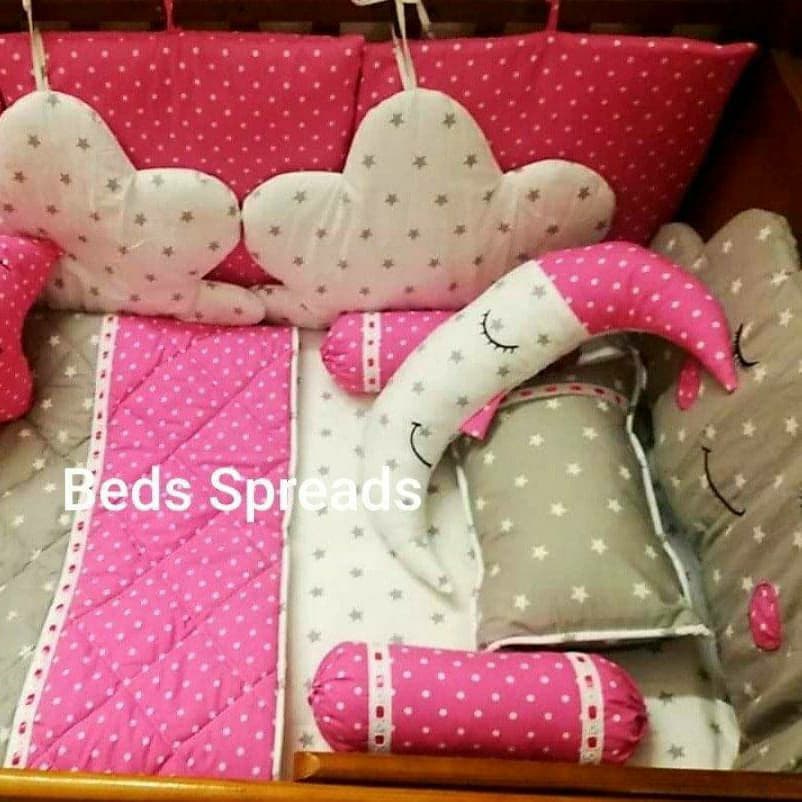 Cloud Moon Star Cot Set Grey And Pink