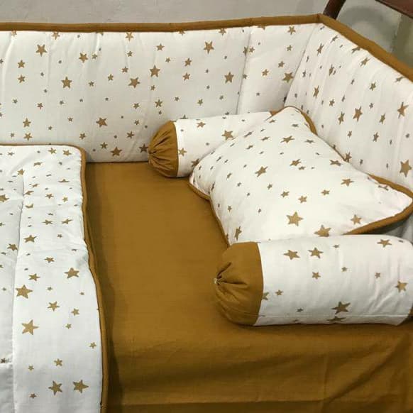 Cot Set Mustard Green Stars