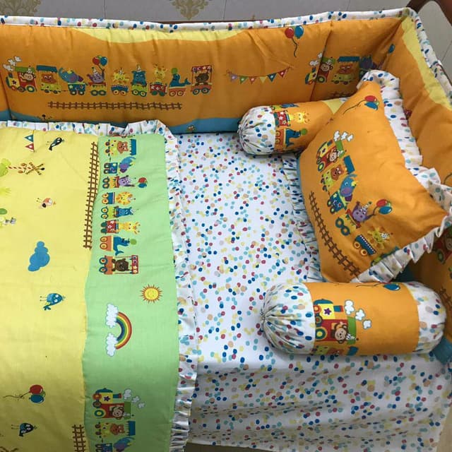 Cot Set Choochoo Train Orange/yellow/green