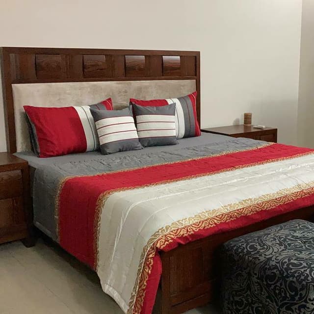 Pure Cotton Sateen Comforter Set Red And Grey